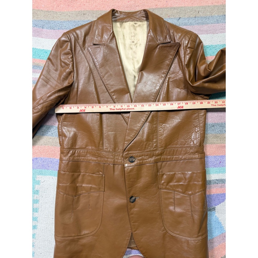 Vintage Lakeland Leather Blazer Brown Leather Sport Coat 42‎ Long Men's Jacket - Picture 3 of 8